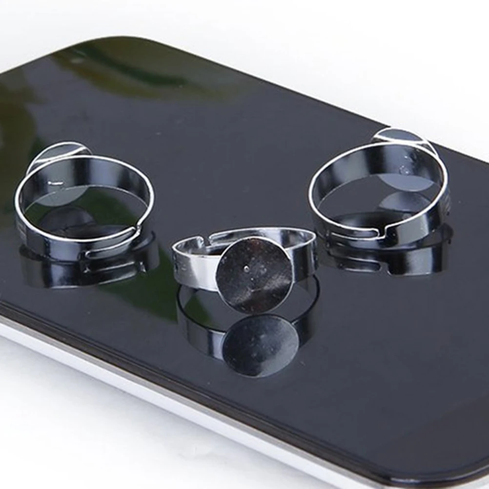 

10pcs Adjustable Ring Bases Silver Plated Round Bezel Blanks Crafted Jewelry Making Kit Compatible Sizing All Fingers Handmade