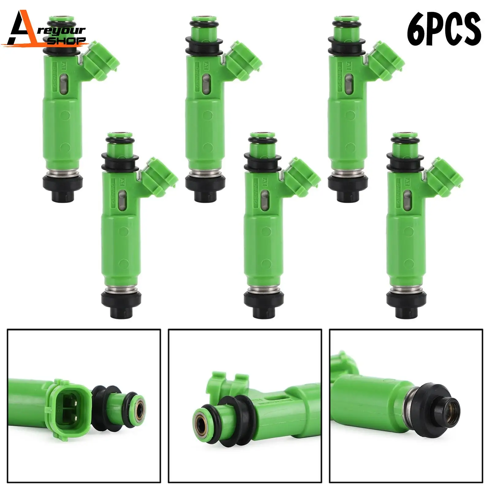 Areyourshop 6PCS Fuel Injectors Fit For Mazda Montero Sport 3.0L V6 1997-2001 FJ662 1955003300 FJ906 3531023 Car Auto Parts