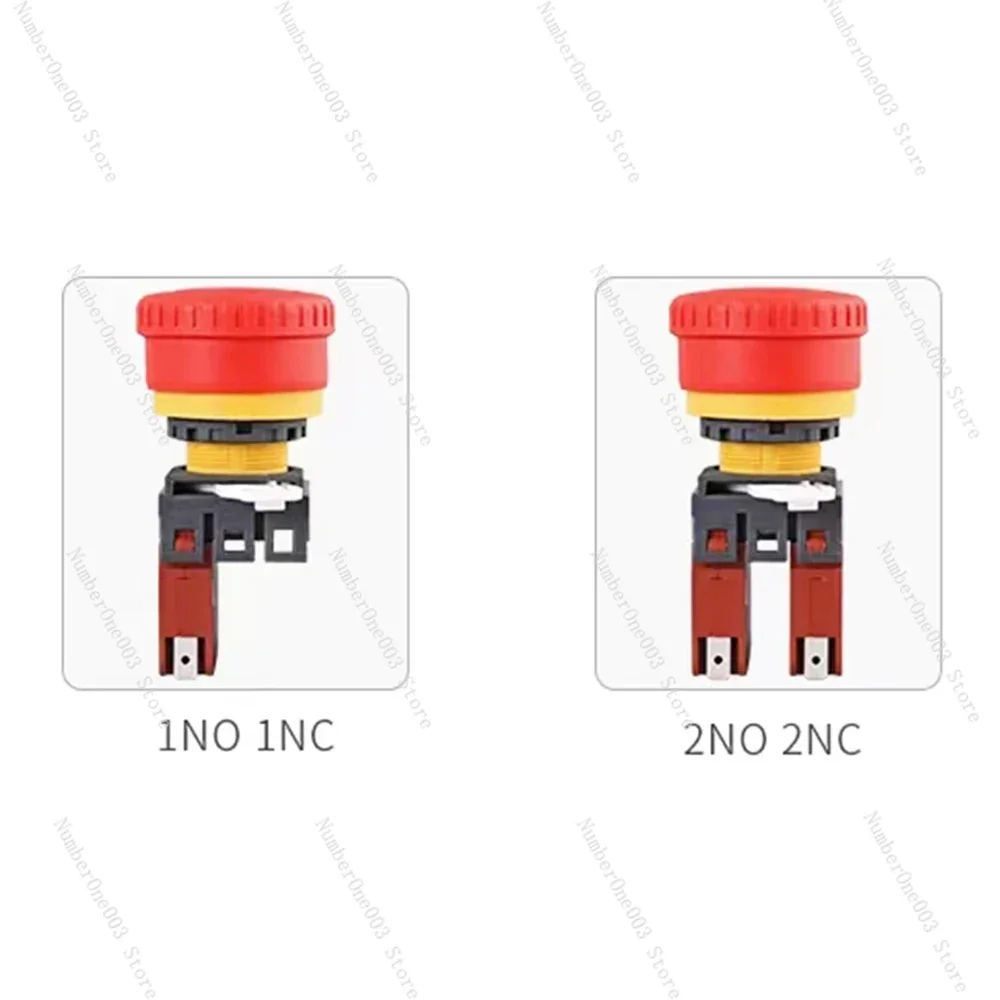 HB-K20 Waterproof IP65 22mm 20A Emergency Stop Mushroom Head Push Button Switch 2NO 2NC