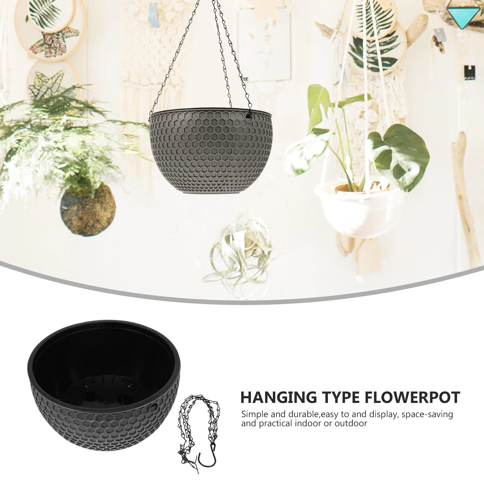 1 Buah Pot Bunga Gantung Bahan Aman Pot Tanaman Gantung Dekoratif Pot Tanaman Balkon Taman Modern Chic Keranjang Rumah Dalam Ruangan Luar Ruangan