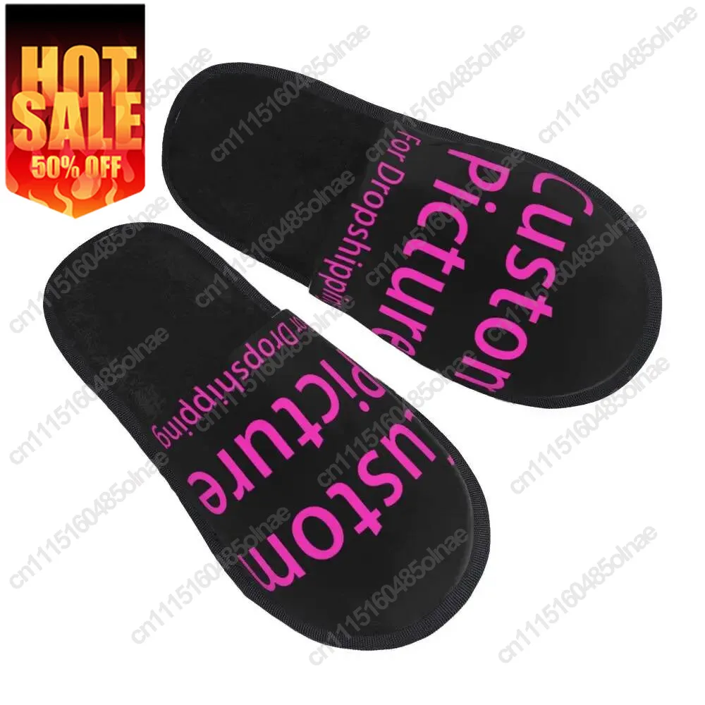 Personalized Custom Photo Logo Comfort Scuff Memory Foam Slippers Women Customized DIY Print Hotel House Shoes