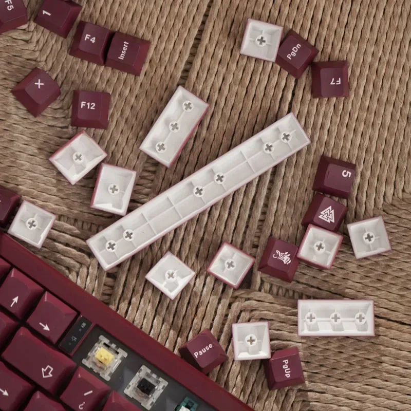 GMK keypad darah merah 129 kunci PBT tutup kunci DYE-sublimasi profil ceri untuk Keyboard mekanik Keycap Set lengkap