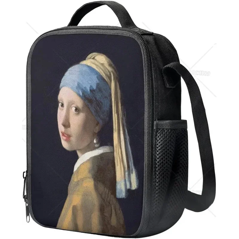 Bolsa de almuerzo con estampado de pintura al óleo para hombres y mujeres, bolsa de almuerzo aislada, bolsa de mano a prueba de fugas, fiambrera reutilizable para Picnic de trabajo