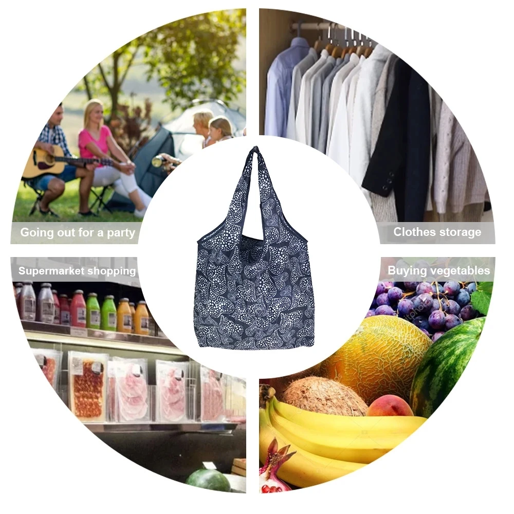 Große, umweltfreundliche, faltbare Einkaufstasche, wiederverwendbar, tragbar, Schultertasche, Reise, Lebensmittelgeschäft, modische Tasche, schwere Aufbewahrungstaschen – Detail 5