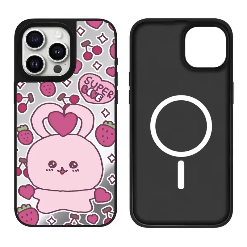 

Korean Cute iPhone 12 13 14 15 16 Pro Max Mirror Surface MagSafe Case Cover Shell