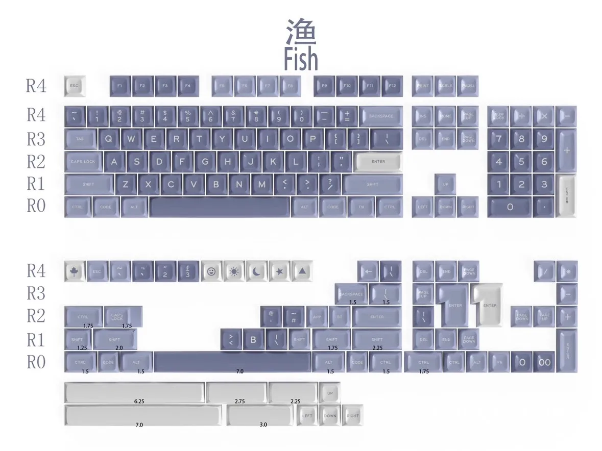 

173 Keys Fish Keycaps SA Profile Double Shot ABS Keyboard Keycaps for Cherry MX Switches Mechanical Gamer Keyboard
