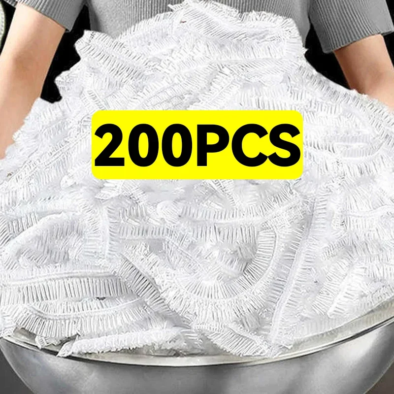 200/10Pcs Disposable Food Cover Plastic Wrap Fruit Food Cover Bags Elastic Food Grade  Bag Refrigerator Kitchen Organizer Mylar