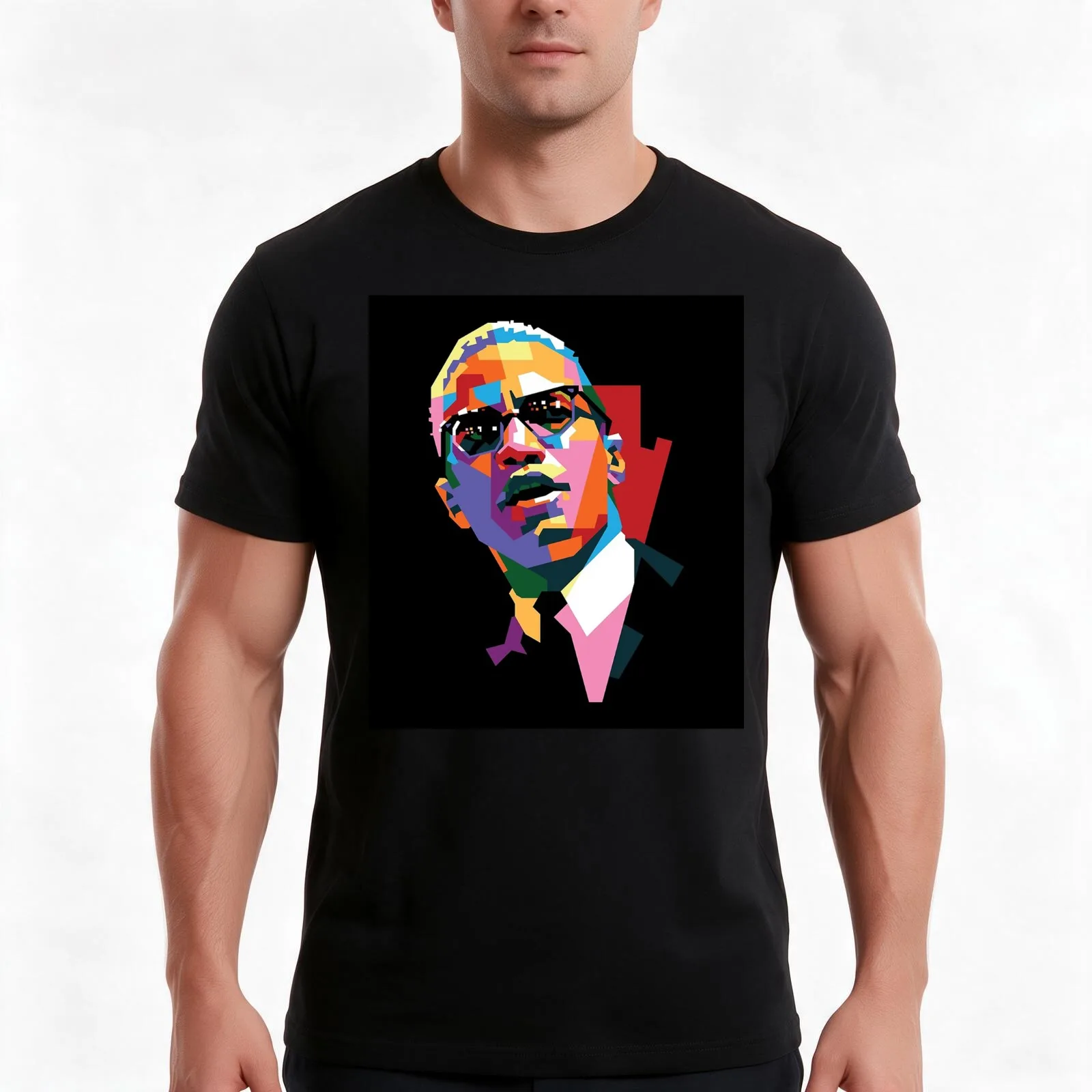 Malcolm little X Canvas Print T-Shirt, Summer Casual Cotton Tee, Oversized Streetwear Tops, Vintage Graphic Print, 100% Cotton