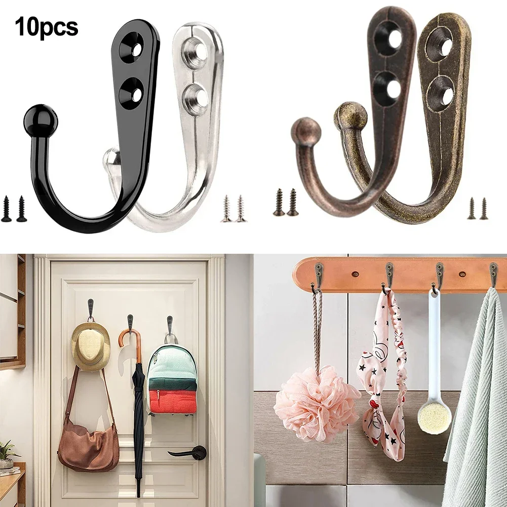 Entryway Kitchen And Garage Wardrobe Bedroom Alloy Hook Robe Holder 10 Pcs 12.5*30*44mm Wall Hanger With 20pcs Screw