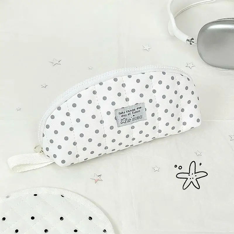 1/2 Stück INS Polka Dot Print Federmäppchen in Muschelform, große Kapazität, tragbare mehrschichtige geteilte Stifttasche für Frauen und Mädchen – Detail 6