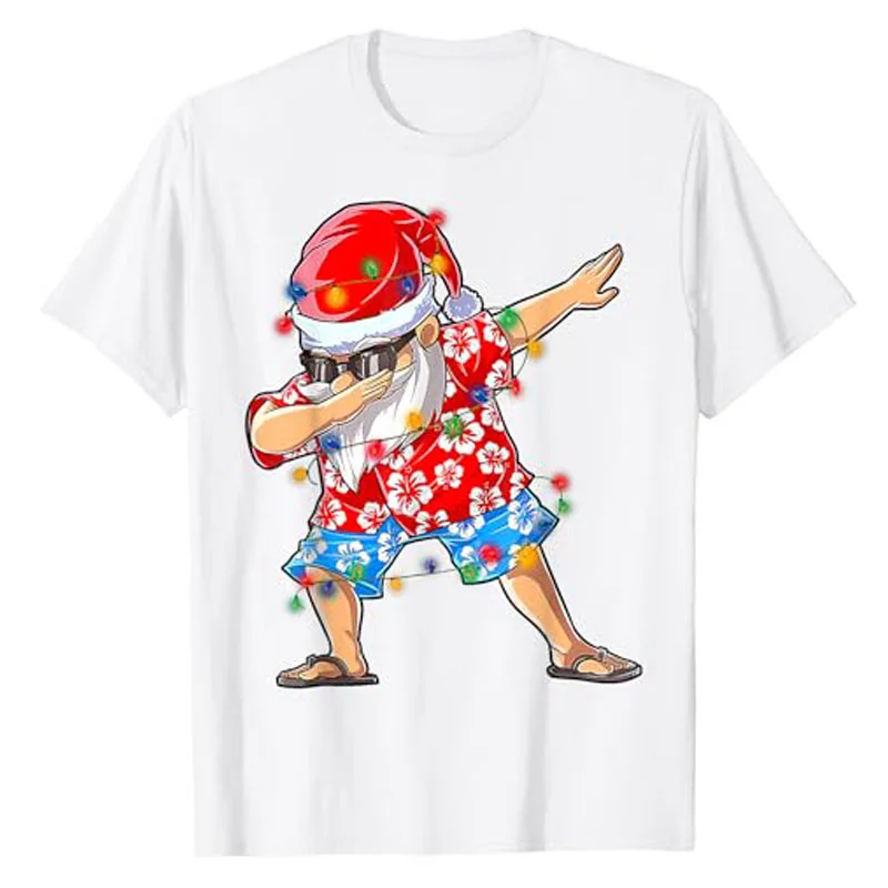 

Dabbing Santa Christmas in July Boys Men Hawaiian Xmas Dab T-Shirt Humor Funny Summer Fashion Vacation Tee Holiday Clothes Gifts