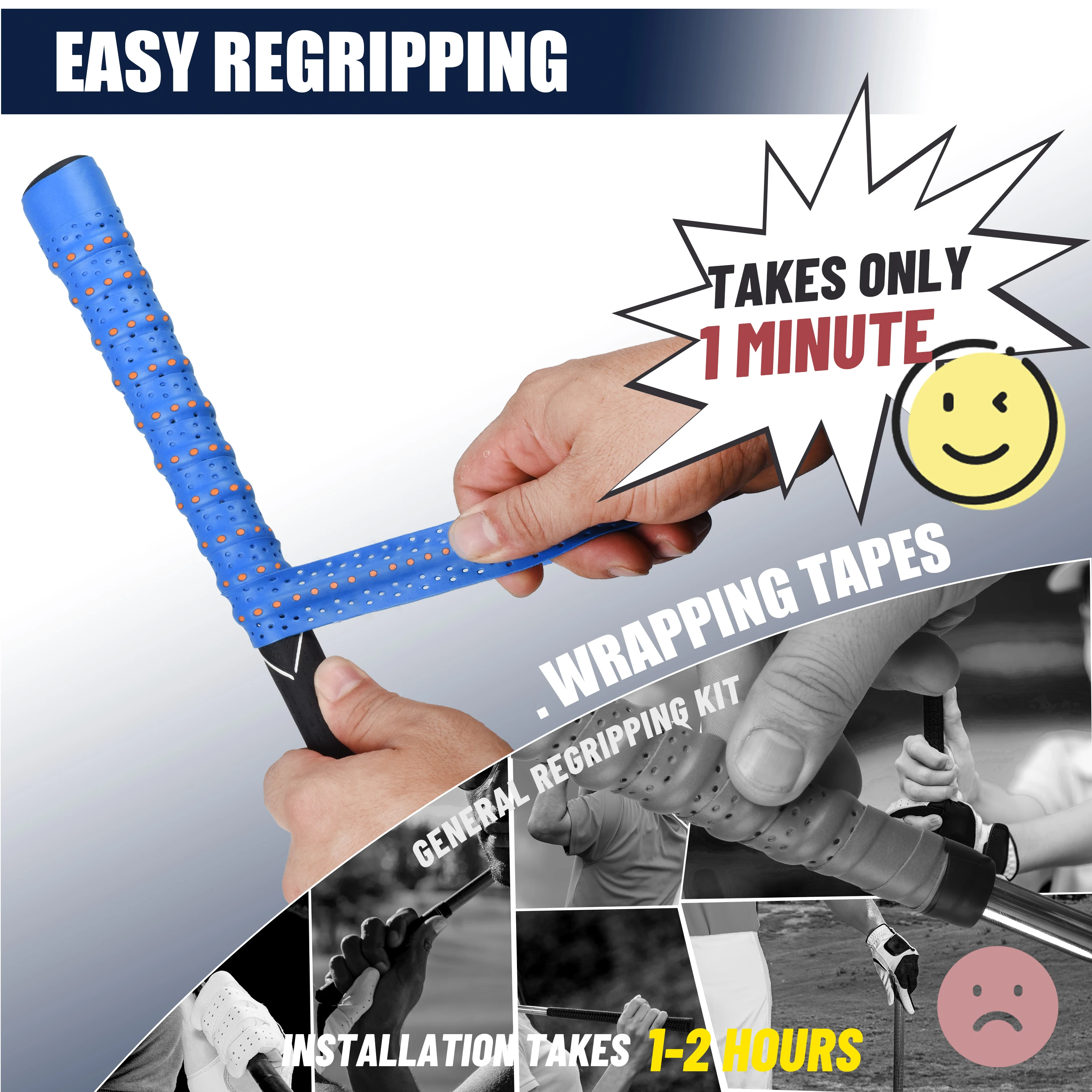 Golf Grip Wrapping Tapes - Golf Club Grip Tape Easy Replacing New Grip Feel