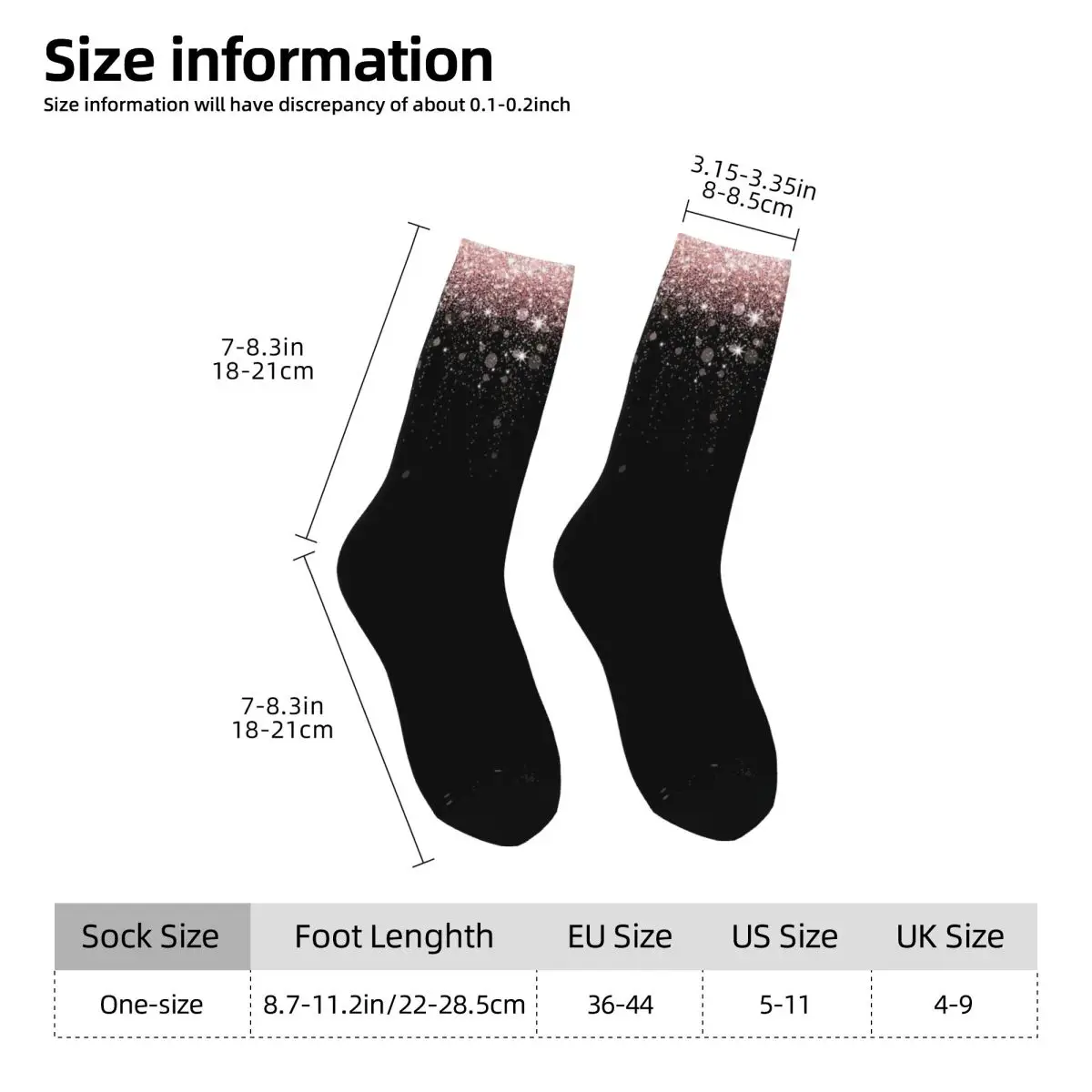 Gradient Glitter Socks Harajuku Super Soft Stockings All Season Long Socks for Man Woman Valentine's Day Gifts
