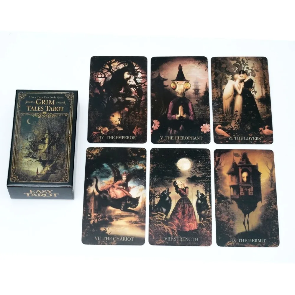 Grim Tales Tarot Deck - 10.3*6cm 78-Card RWS Gothic Fairy Tale Cards for Shadow Work, Dark Fantasy Illustrated