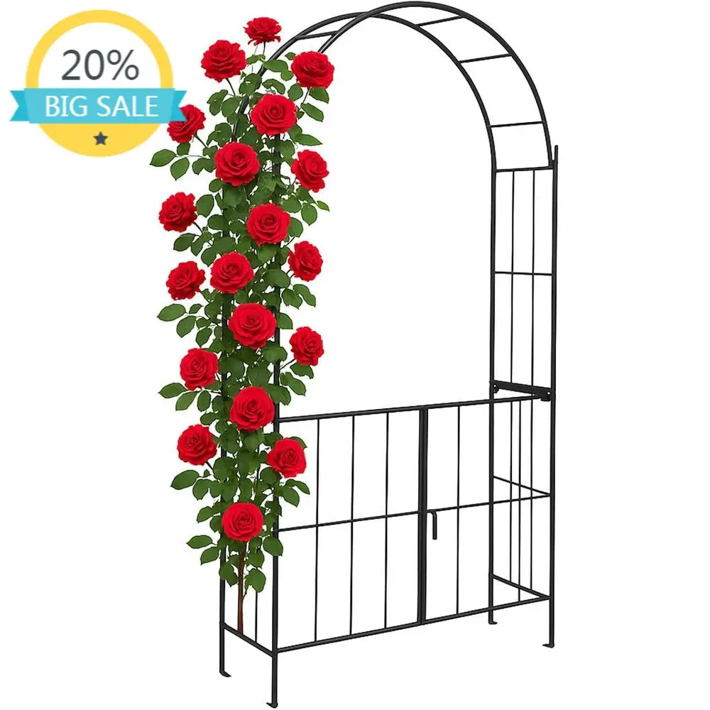 

Металлическая садовая арка с воротами, 90,5 см высотой x 43,5 см шириной, устойчивая к ржавчине, для вьющихся растений, для улицы