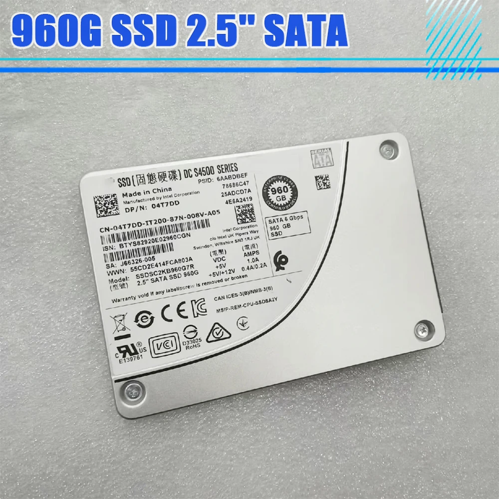 

Твердотельный накопитель 960G SSD 2,5 ''SATA 04T7DD SSDSC2KB960G7R S4500 для DELL