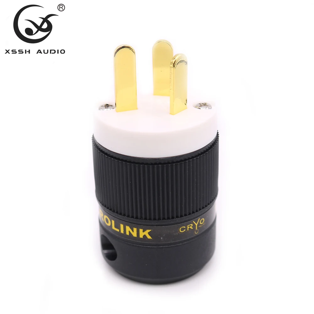 Electric Jack YIVO XSSH Audio Hi-end HIFI Pure Copper Plated Gold Electrical Connector 18mm AC 3 Pins Male AU Chinese Power Plug