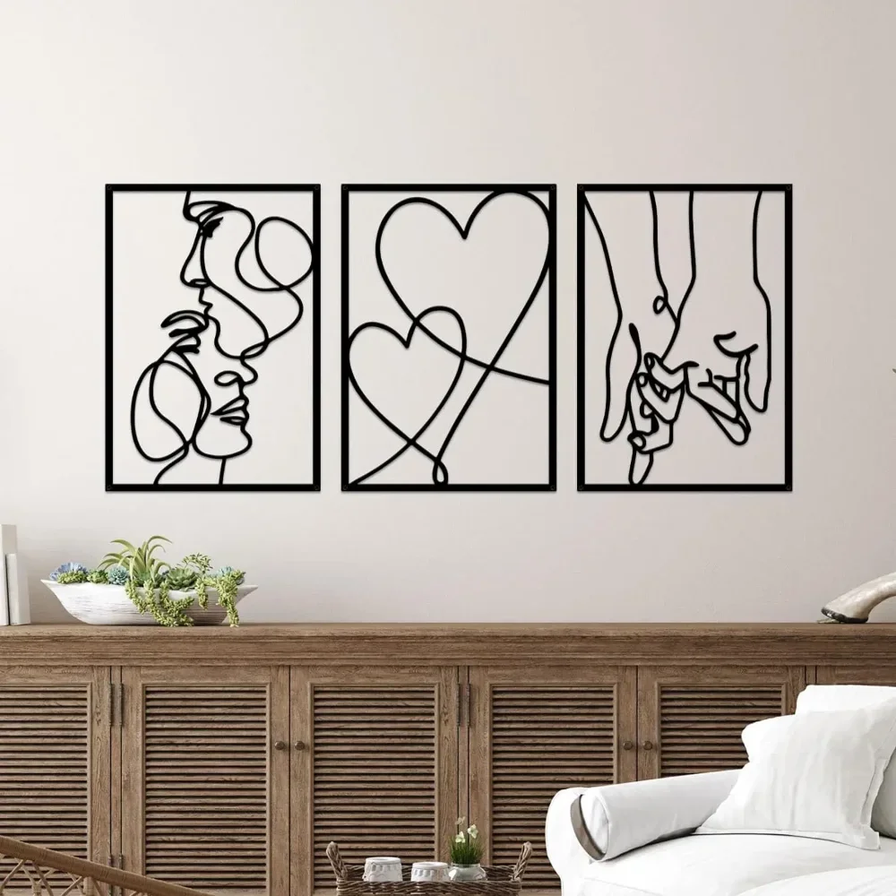 Metal Minimalist Wall Art: Valentine's Day Lover Kiss Design. Modern Décor.Valentine's Kiss Design for Modern Home.