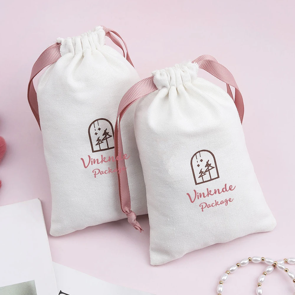 

Хлопковые белые сумки из мешковины с шнурком, холст с логотипом, модные сумки для ювелирных изделий для упаковки, детские пасхальные сувениры, подарки