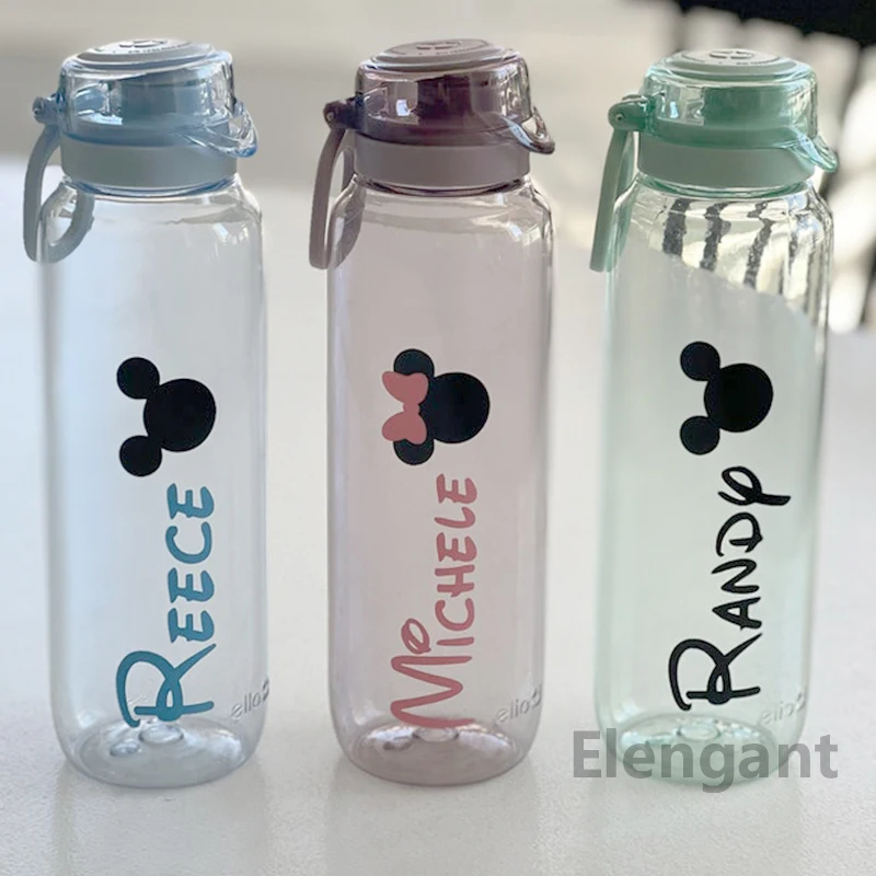 Disney-pegatinas de vinilo personalizadas con nombre, calcomanías de Mickey y Minnie para botella de agua, taza, teléfono, decoración de portátil