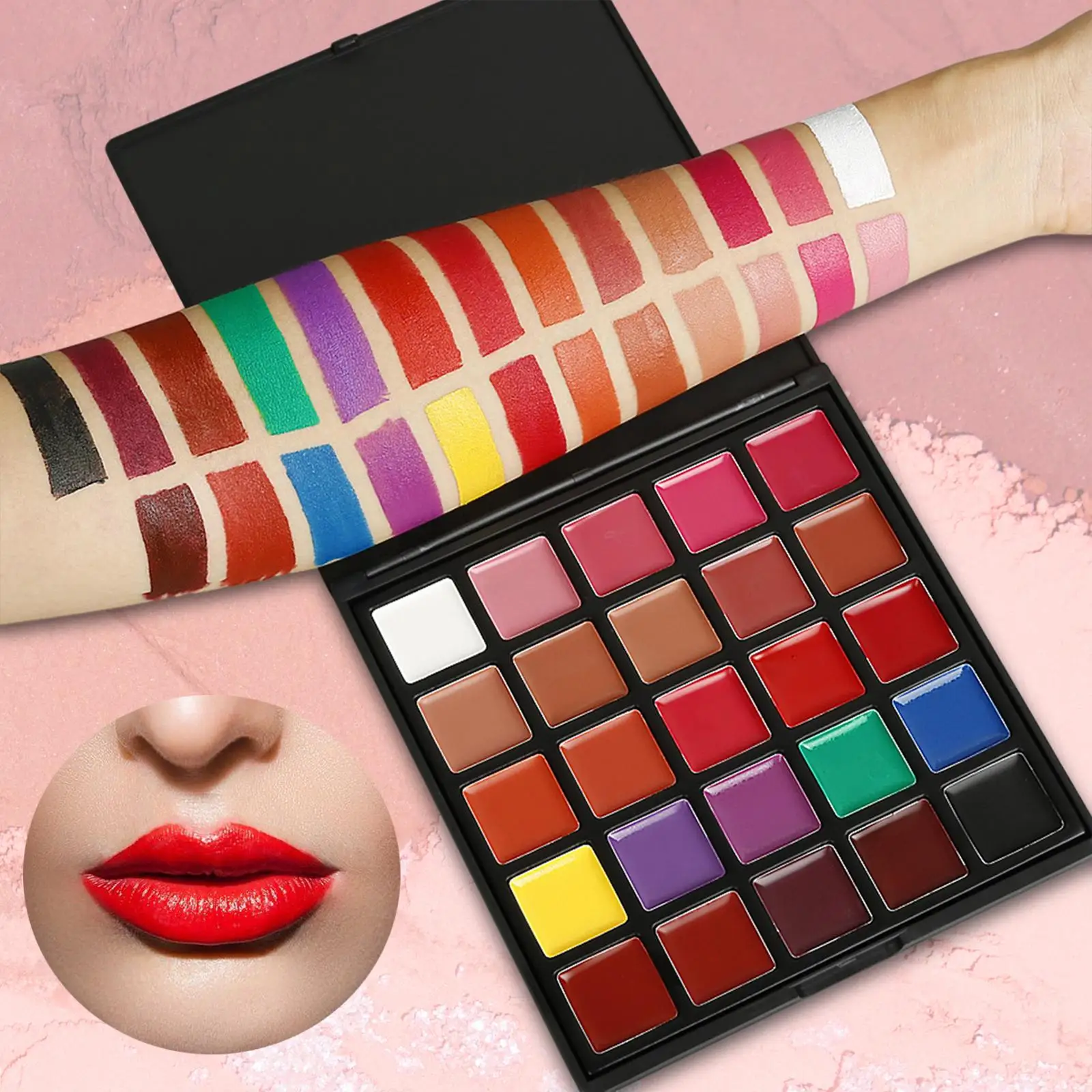 25 Colors Lip Palette, Lip Glosses Palette, Moistening Waterproof Matte Lipstick Gloss for Weddings Bars Dates