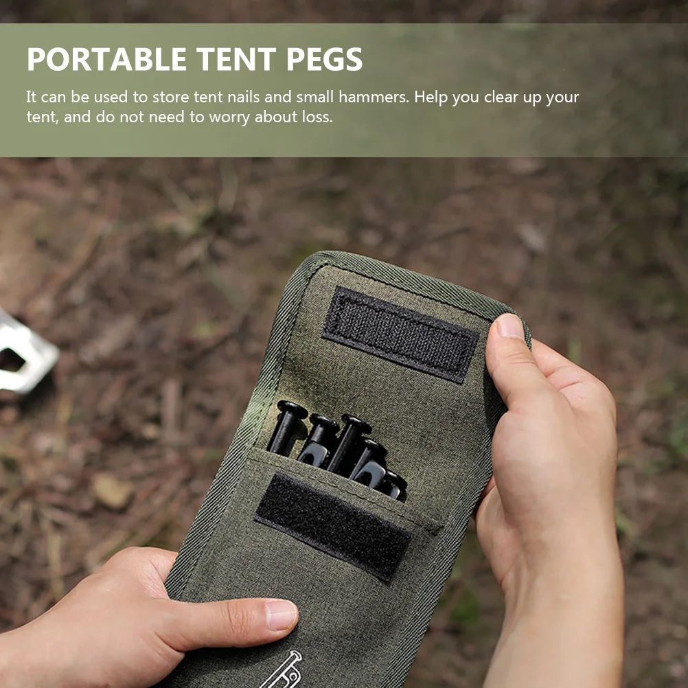 

2pcs Tent Pegs Bag Portable Storage Pouch For Camping Hiking Fishing Picnic Lightweight Tool Container Floor Nail Organizer