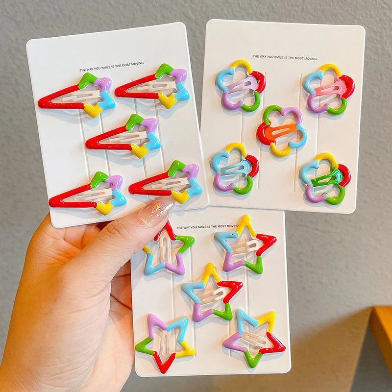 Bunte Blume Stern Baby Haarspangen Niedliche Cartoon Metall Haarnadeln Süße Mädchen Prinzessin Haarspangen Kinder Haarschmuck
