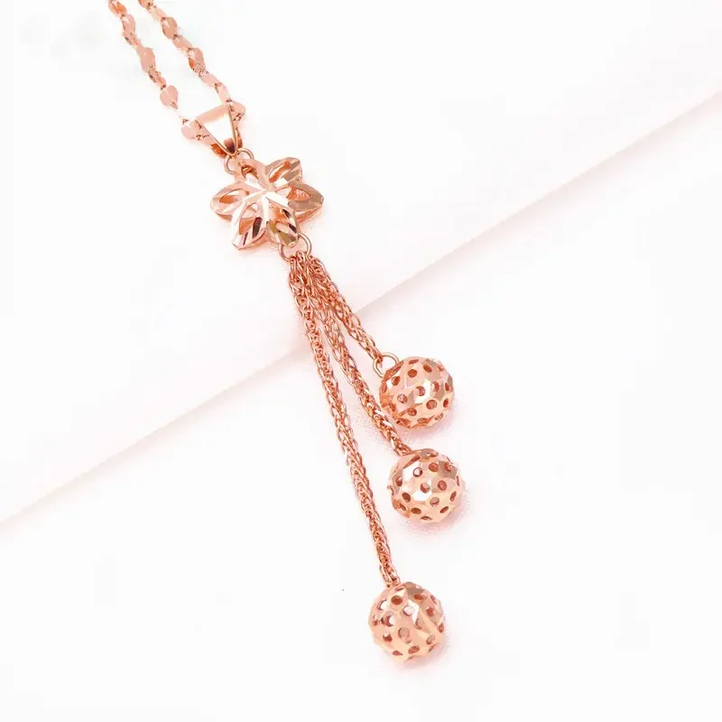 585 Paars Vergulde 14K Rose Gouden Ster Ketting Nieuwe In Schijnt Kwastje Kralen Ketting Hanger Bruiloft Sieraden Voor vrouwen