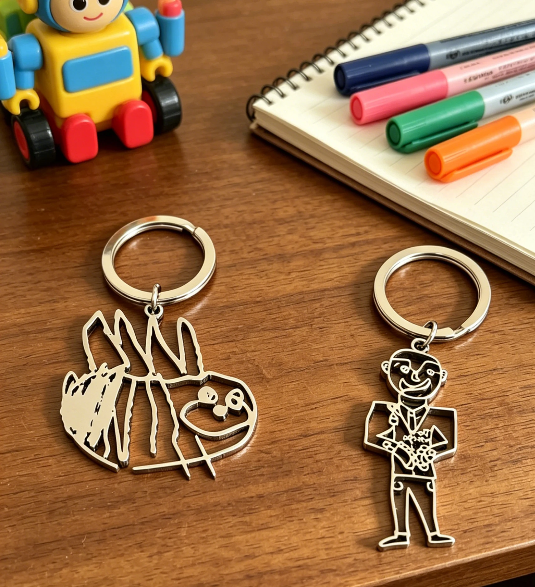 

Custom Children Painting Keychains Personalized Stainless Steel Funny Accessories Precious Memories Kids Art Custom Logo Gift