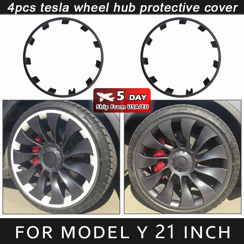 

For Tesla Model Y 21 Inch Rim Wheel Hub Protection Patch Protectors ABS Wheel Guard Covers Accessories Auto Exterior 2018-2024