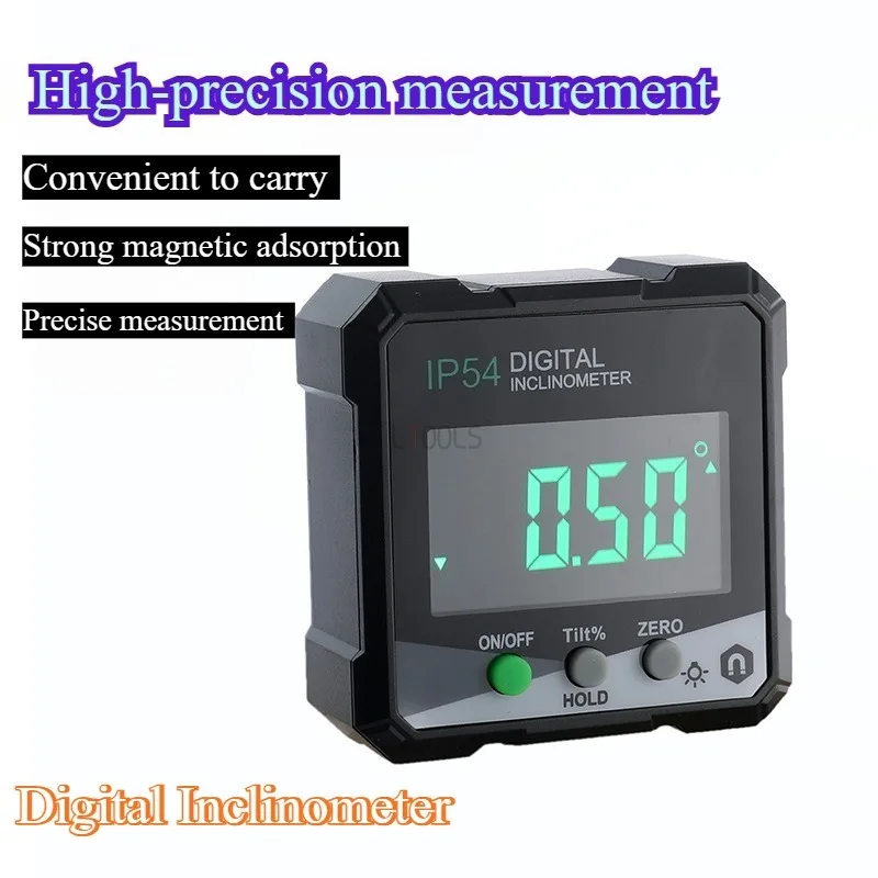 

Цифровой инклинометр, профессиональный градиентный высокоточный транспортир 360° ° Магнитный угловой калибр, деревообрабатывающие измерительные инструменты