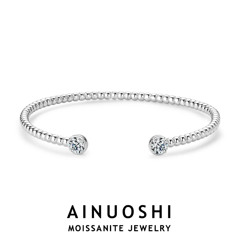 

AINUOSHI, браслет из стерлингового серебра 925 пробы, 5 мм, Круглый Муассанит, Классический Повседневный браслет на запястье, браслеты для женщин, модные украшения