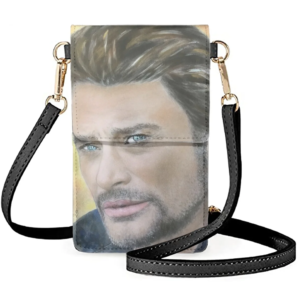 FORUDESIGNS Women Touch Screen Mobile Phone Bag Shoulder Bags Wallets Card Holder Female Small Purse Johnny Hallyday Print Bag