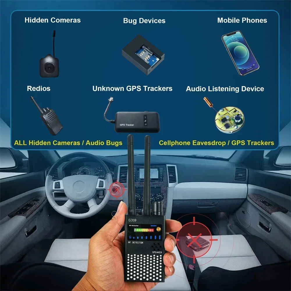 Imagem -06 - Multi Função Anti Spy Bug Detector Câmera Escondida Gsm Audio rf Signal Finder Gps Tracker Espionagem Gadget