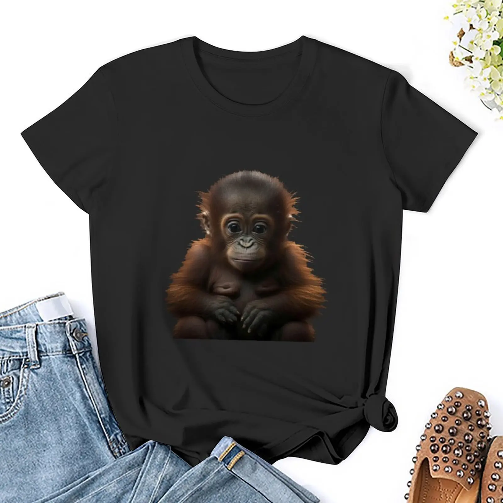 Baby Orangatang Cute Smart Baby Ape T-shirt summer tops hippie clothes t shirts for Women loose fit