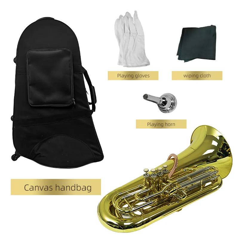 

Hooqu Bb Key High Quality Tuba Instrument Professional Tuba Lacquer Gold Musical Instrument Tuba