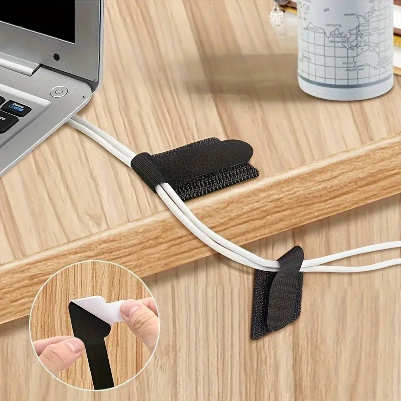 20pcs Nylon Cable Management Clips - Black & White, Desk Organizer for Data and Computer Cables desktop organizer office
