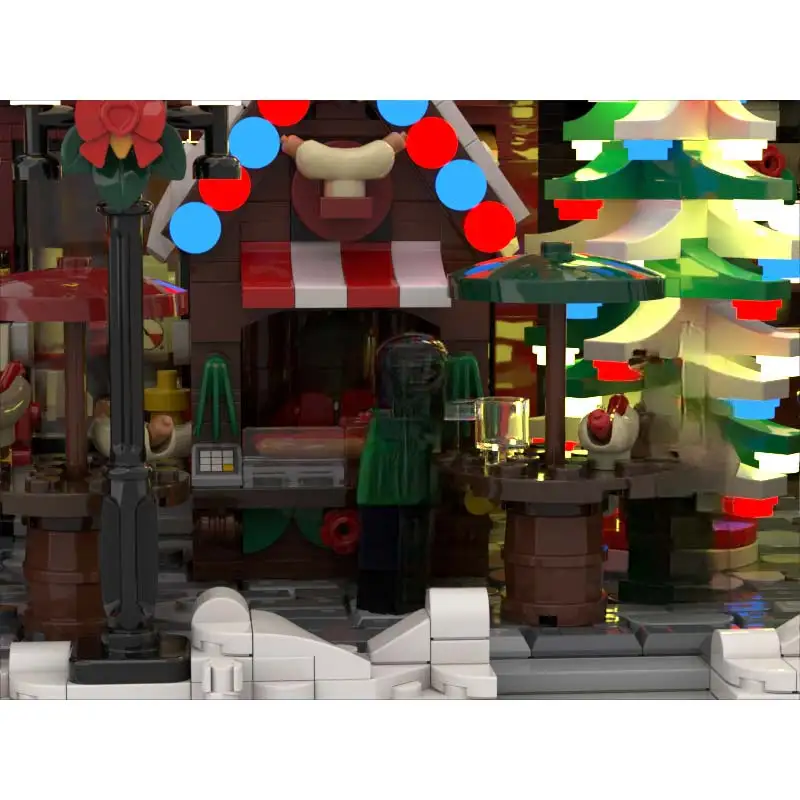 MOC City Street Scene Serie German Christmas Old Town Building Blocks Modular Architecture Originality DIY Bricks Toy Xmas Gift