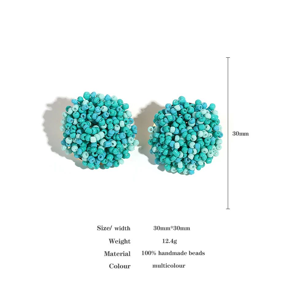 Lifefontier Trendy Mixed Color Round Beaded Stud Earrings For Women Handmade Geometric Statement Earring Jewelry Wholesale 2023