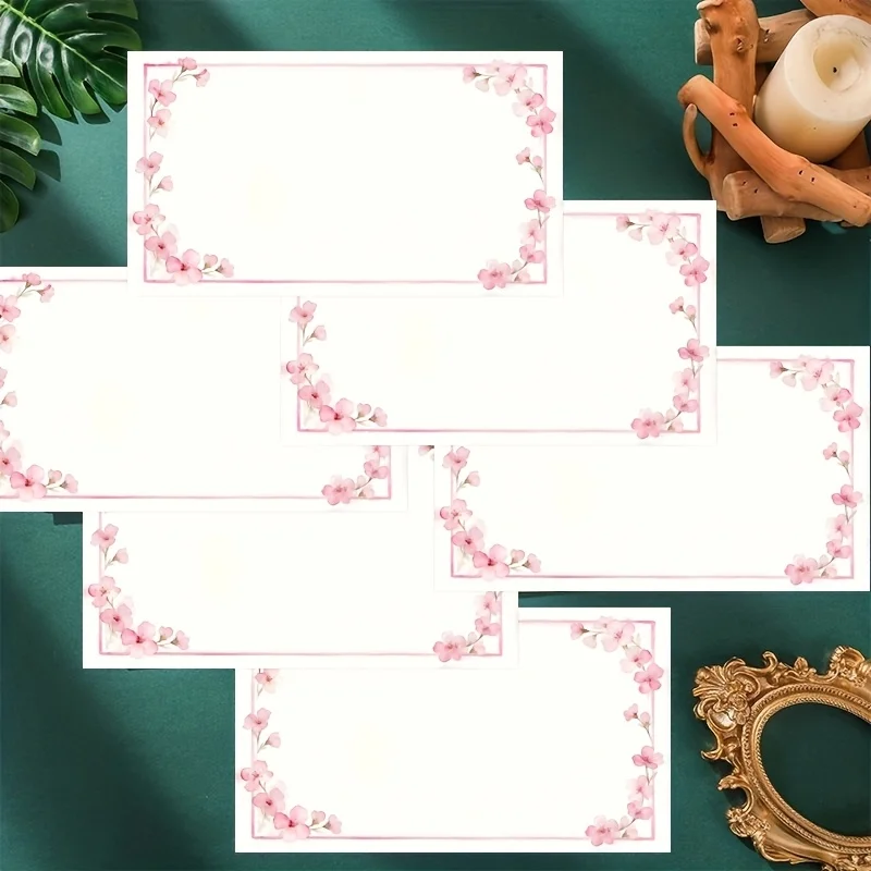 60pcs Elegant Floral Pattern Message Cards, Suitable for Weddings, Birthdays, Anniversaries, Gift Labels