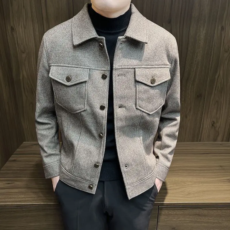 Men\'s Wool & Blends Jackets Slim Fit Solid Color Short Male Coats Joker Luxury Designer Harajuku Korean Reviews Many Casual Cold