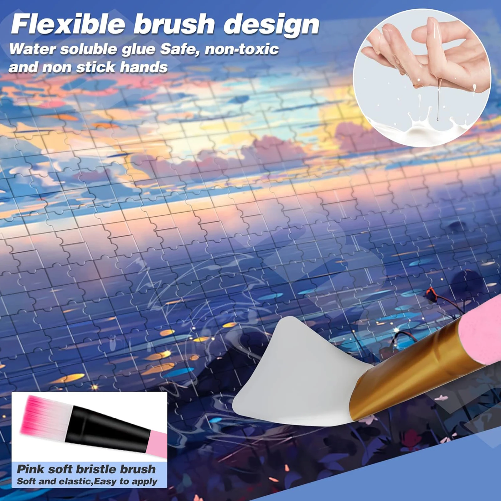 480ML(16oz) Diamond Painting Sealer Kits with 3 Pcs Brushes Diamond Art Sealer Puzzle Glue Accessories and Tools for Adults