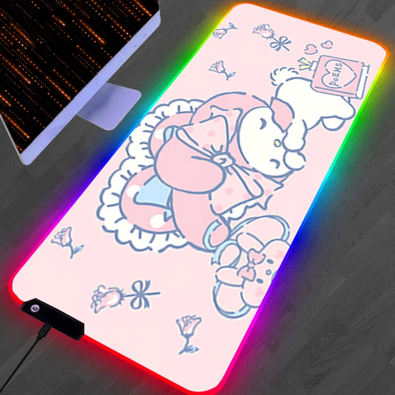 RGB LED Mouse Pad Computer Gamer PC Accessories Mousepad Rubber Extended Pad Non Slip Desk Mat M-my M-melody Laptop Keyboard Pad