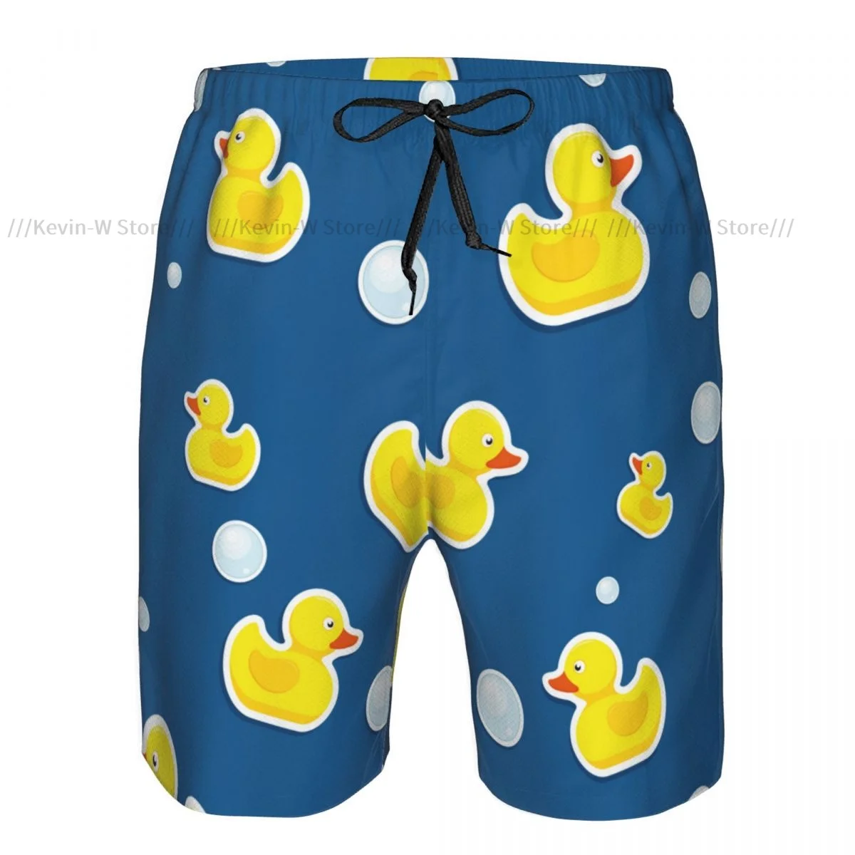 Summer Men Swimwear Breathable Quick Dry Trunks Cute Rubber Duck And Bubbles Beach Shorts for Running Training Surfing