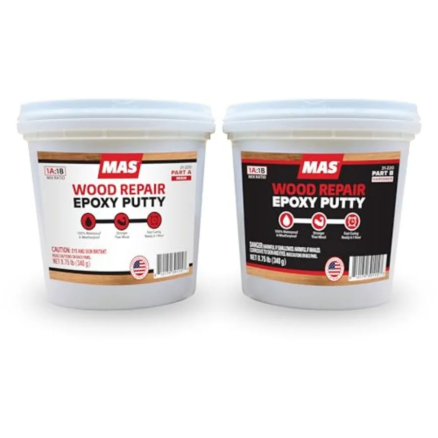 

Wood Repair Epoxy Putty 32 Oz, Professional-Grade Two-Part Epoxy Filler for Wood Repair, Waterproof and Rot-Resistant, Drillabl