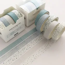 5Pcs/Set Washi Tape Cute Grid Adhesive Solid Color Basic Style Masking Tape For Stickers Scrapbooking DIY Photo Album Diary