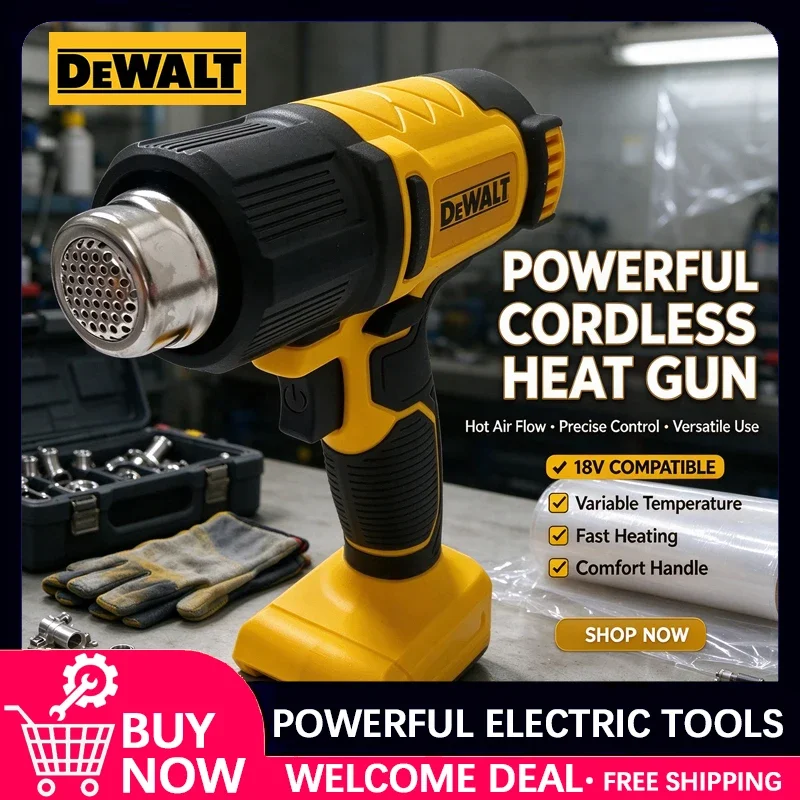 DEWALT Cordless Heat Gun Electric Shrink Wrapping Tool Hot Air Gun Air Dryer Soldering Thermal Blower For 18 Battery