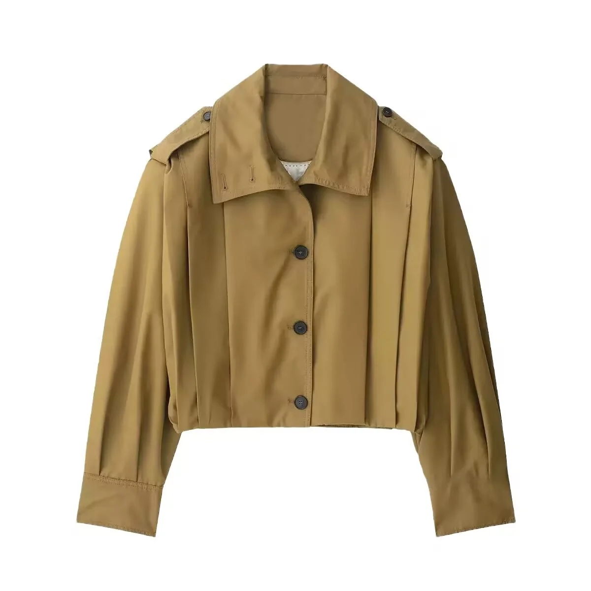 Jaet da donna con cintura decorativa plissettata a collo alto Faionable Autunno New Sle Casual Cappotto lungo in poliestere dalla vestibilità ampia
