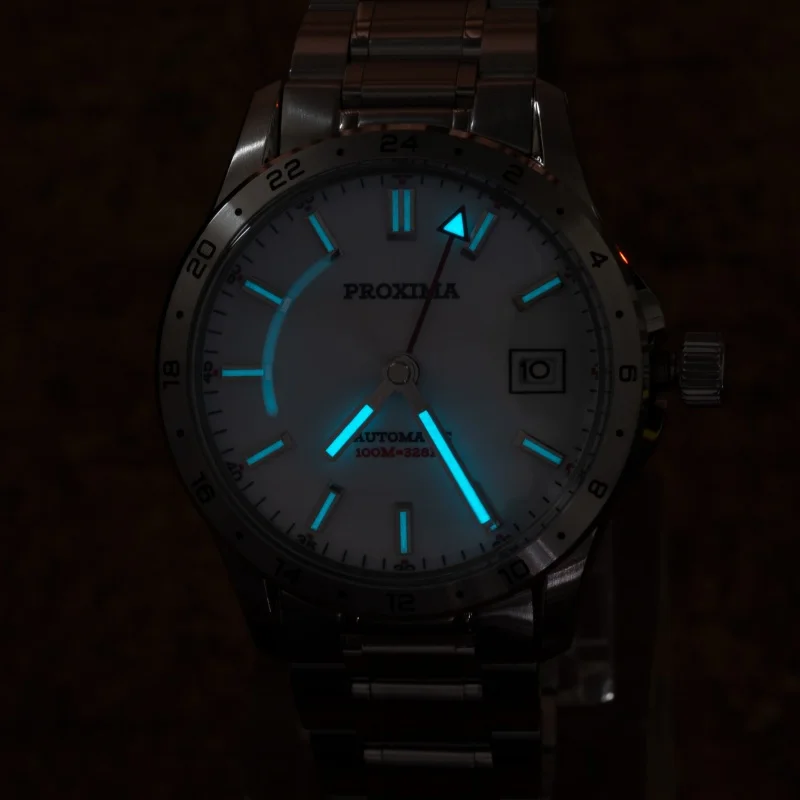 ساعة بروكسيما للرجال أوتوماتيكية 39 ملم بتوقيت جرينتش ساعة يد ميكانيكية 10Bar مقاومة للماء BGW-9 مرآة ياقوتية مضيئة NH35