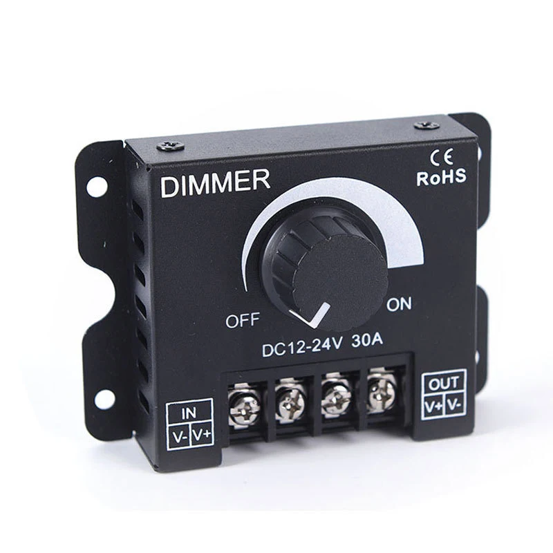 30A LED Dimmer Switch DC 12V-24V  LED Monochrome Controller PWM Digital Stepless Dimming for Lamp Strip Single Color Lamp